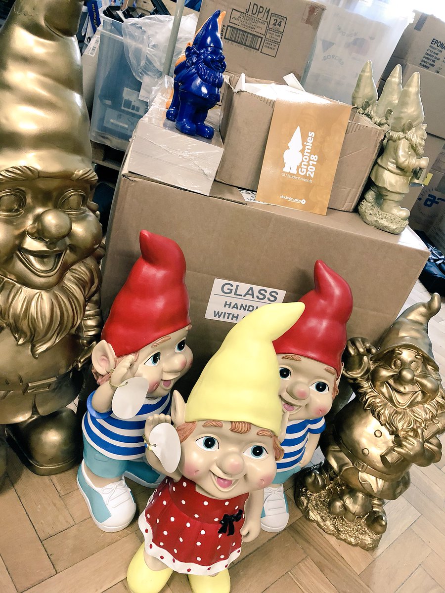 yoursuwelfare's tweet photo. The Gnomes are gathering ready for next Thursday! Make sure to get your Gnomies ticket from the SU🤩🤩🤩 @yoursu https://t.co/B9xhGMUNVe