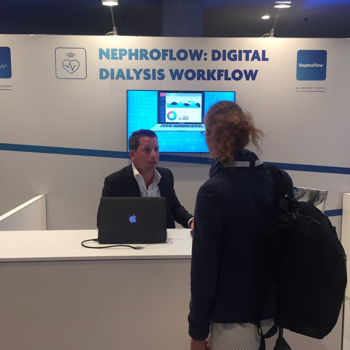 Explaining our Dialysis Workflow System, at our participation in this year's Imec Technology Forum, in Antwerp #ITFBelgium <a href="/imec_int/">imec</a>. A congress full with great insights in new technologies with an impact.