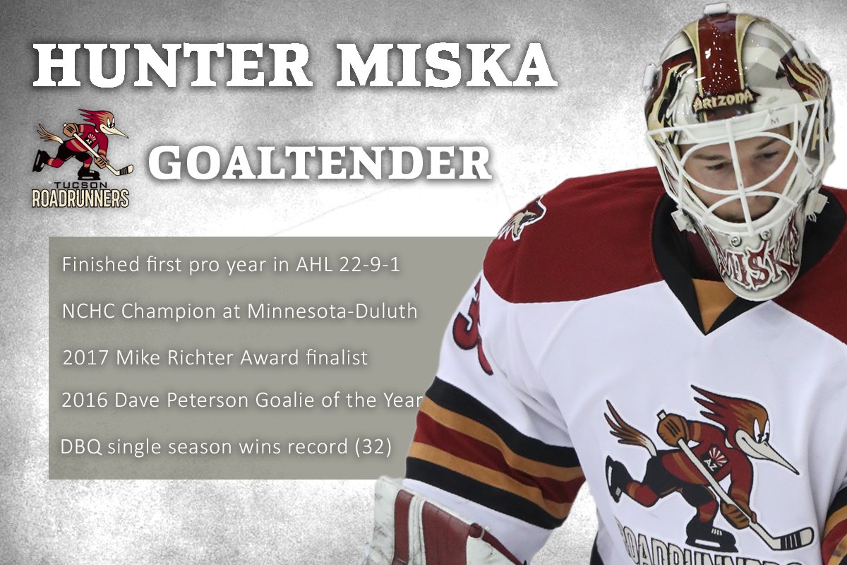 fightingsaints's tweet photo. #Saint4Life Hunter Miska (@miska_35) is a force to be reckoned with. His rapid ascent to the pro ranks is no surprise to anyone in Dubuque. 

PHOTO: @RoadrunnersAHL https://t.co/x3eVXQ3sxG