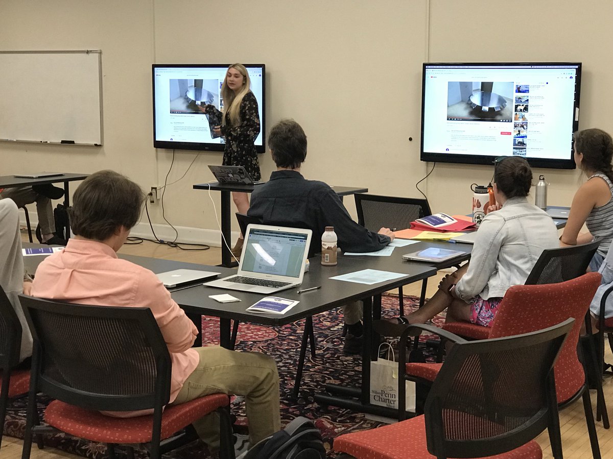 PennCharter's tweet photo. Bela describes the work she did during her #pcseniorcomp w dogs who sniff for tumors, explosives, narcotics, more. Dogs can tell malignant, benign, and healthy ovaries to make an early detection test for ovarian cancer. Bela will continue volunteering with the firm this summer. https://t.co/vyCzagbU8U