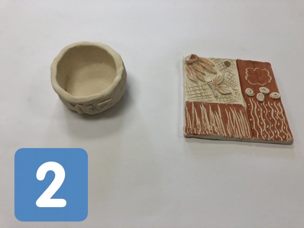 mrsnamerag's tweet photo. @WestoverHS 
# 1 Greenware unfired
#2 Bisque fired to 1800 degeees
#3 Glazed and ready for final firing! 

Only one piece shattered from the bottom due to thickness!

To be continued!!!
#ccsart #ccswohs #ccscollablearning https://t.co/B43RLIjMSo