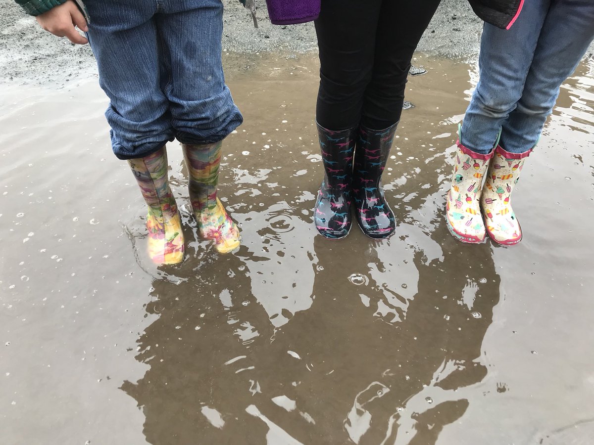 Stay out of the puddles @bellprk ? Nope, we wear rubber boots.#funinthemist #outdoor fun #selfreg
