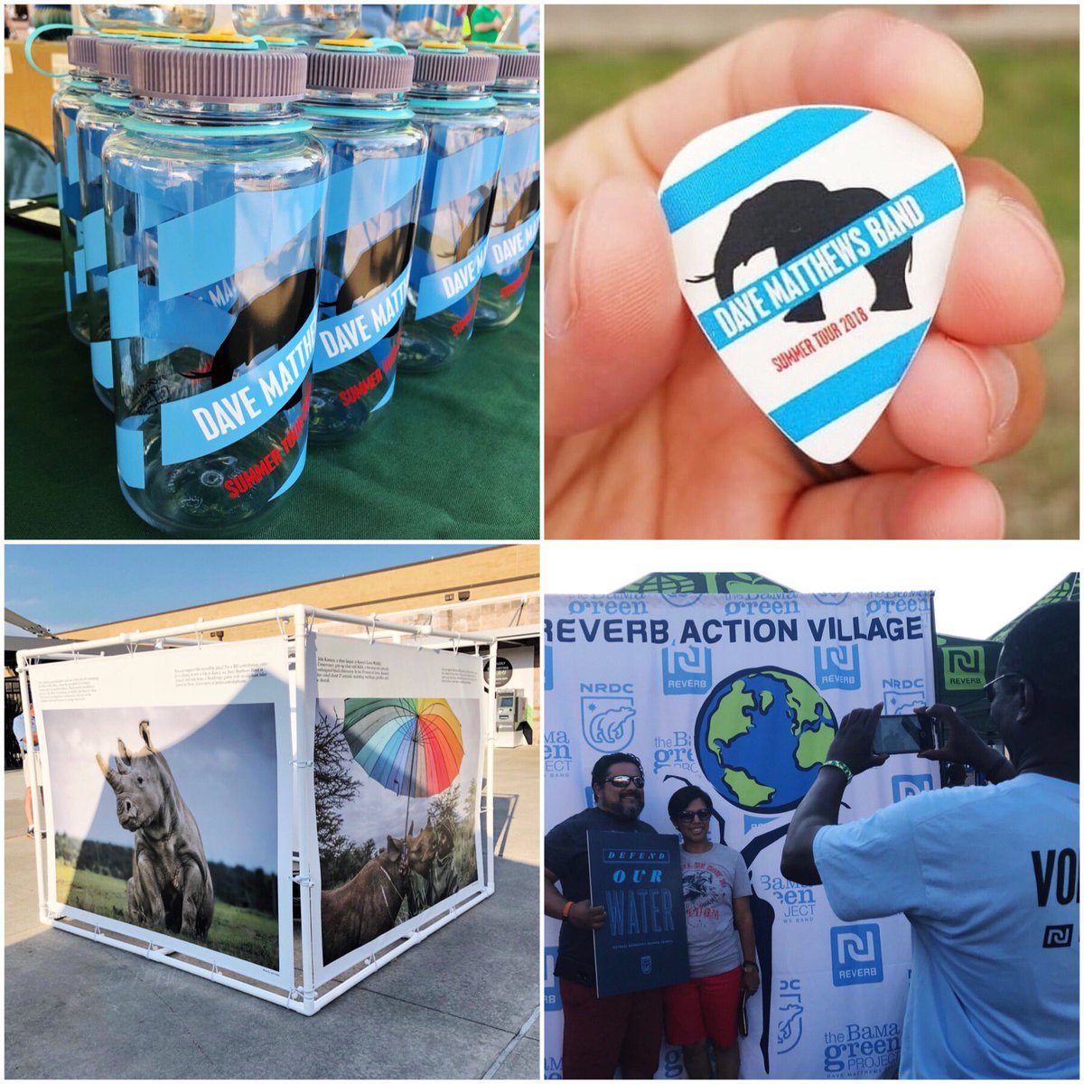 REVERB_org's tweet photo. Visit the BamaGreen Eco-Village at every @davematthewsbnd show this summer. Snap a photo at the @NRDC photo booth, check out photos from Dave’s visit to Kenya with @conservationorg, and pick up the new DMB #RockNRefill @nalgene bottle to support wildlife conservation! https://t.co/tauPhMNWHz