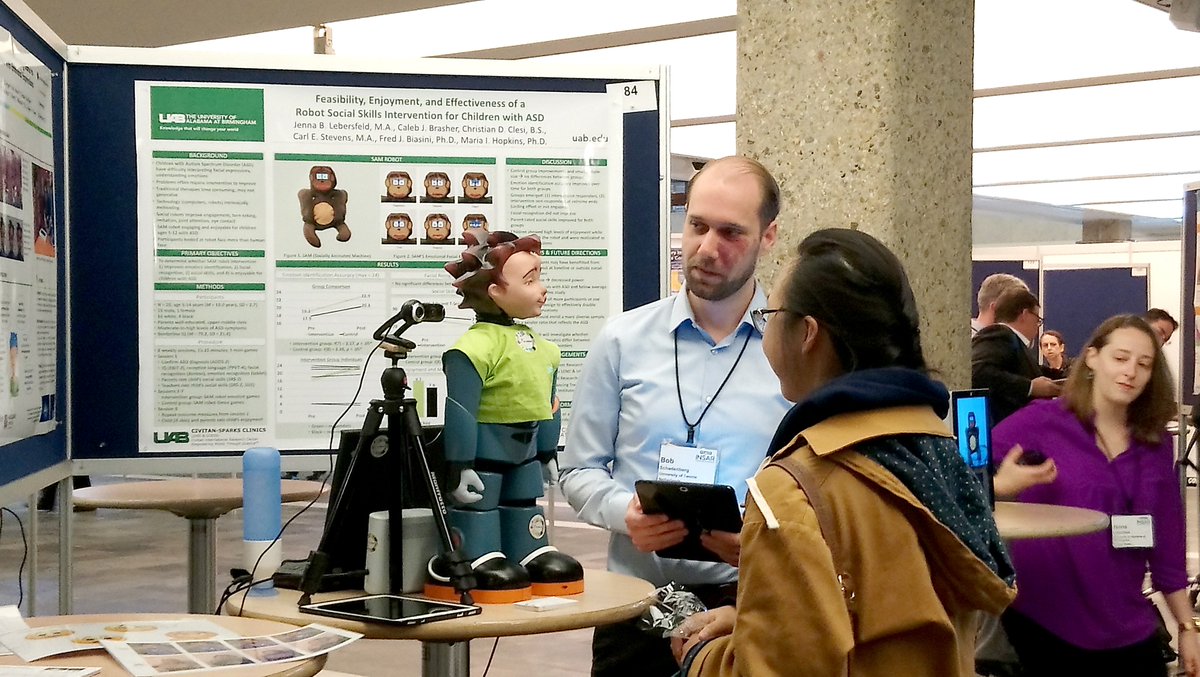 HighwireRichard's tweet photo. RT robokind "RT DeEnigma_EU: #DEENIGMA partners from the CRAE_IOE utwenteEN presented the #INSAR2018 6 posters on various aspects of the project, including results from our feasibility study, a technical demonstration of #robot ‘mirroring’ activity, … https://t.co/SB9f7yTizi"