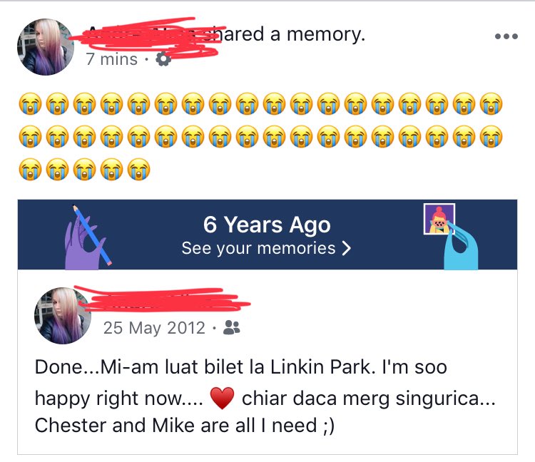 Baby6891's tweet photo. 6 years ago I was the happiest person in the world cause I’d gotten ticket for the concert. I didn’t even care if I was going alone...cause...I knew Chester was going to be there...and...it was all that mattered... Today...my heart is empty... 😭😭😭#linkinpark #MissChester https://t.co/M24CMPhxq6