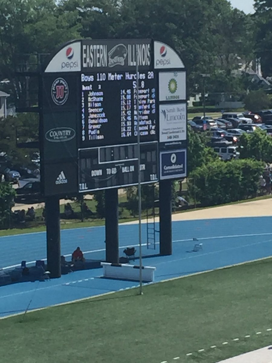 E_Hanses's tweet photo. Pawel finished his first race of the day... the 110 hurdles. He was very close to his seasons best time with a 15.42.  We now know what it takes for finals.  Still have the 300s to go! #2019goals #trackandfield @RHS_TFXC @RHSAthletics234 https://t.co/KWXgFKwbg4