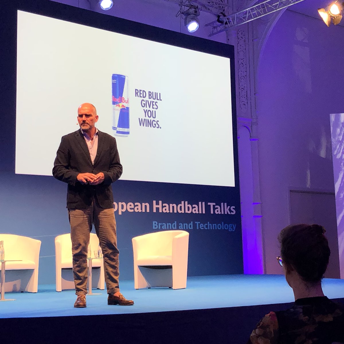 DanielSpruegel's tweet photo. „It took us more than two years to develop that claim“ - Thomas Grabner, CEO @KastnerPartners about the power of brands @EHF #eht18 @redbull https://t.co/vISXYsedqw