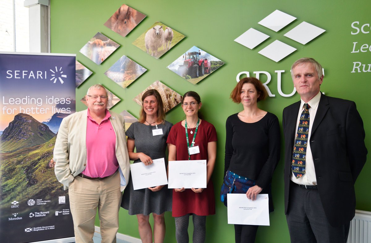 SRUC's tweet photo. Congratulations to the winners of this year's @SEFARIscot PhD Competition!

1st place: Juliette Marie (@SRUC)
2nd place: Jennifer Wardle (@JamesHuttonInst)
3rd place: Anna Katarina Schilling (@MoredunComms)

(Pictured w/ SRUC Professors Wayne Powell (Principal) &amp; Alistair Stott) https://t.co/uA3b1SiTtQ