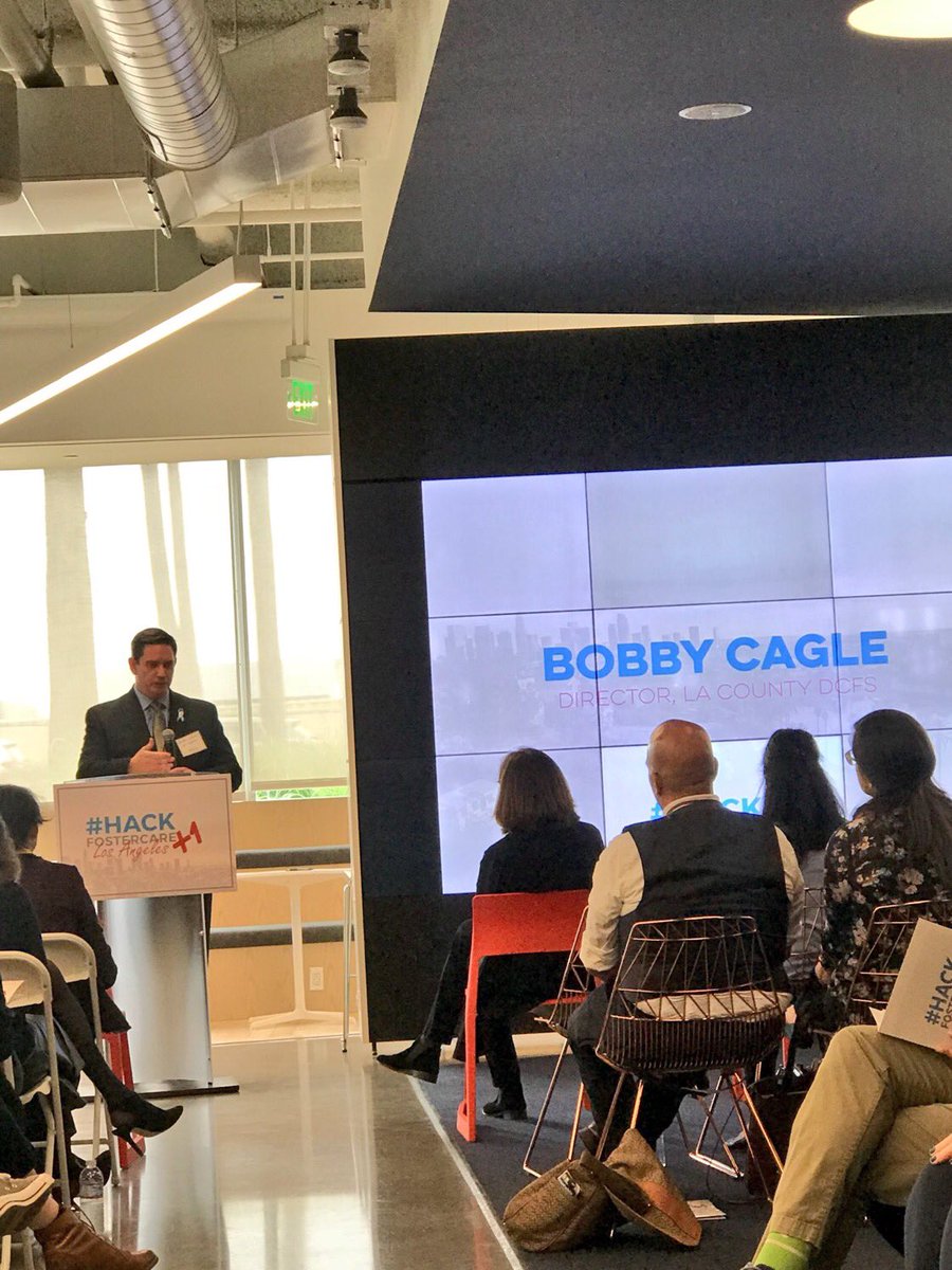 KidsPartnership's tweet photo. Exploring opportunities to patenter & leverage technology to improve & build tech skills for foster youth with @LADCFSDirector, Bobby Cagle, @URBANTxT’s @menjivar, and @FosteringMC’s @dheimpel #HackFosterCareLA #FosterCode https://t.co/CgVYDvJMRz