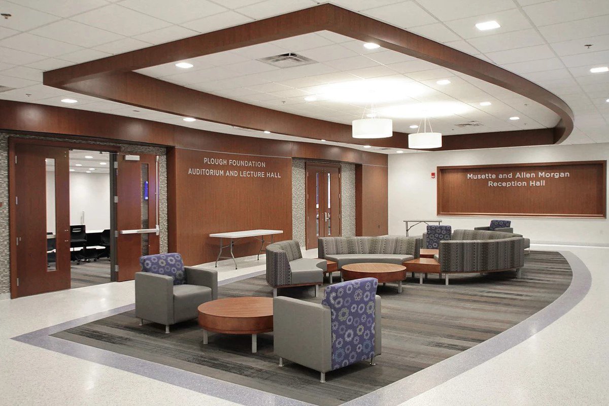 Check out our application of @SpectrimBP Ven4ma at the @uofmemphis  Community Health building. The sleek dark wood gives the space a professional and realistic wood look. #WoodFinishes #WallFinishes #EducationBuilding #CommercialDesign #WoodDesign #WoodAccent