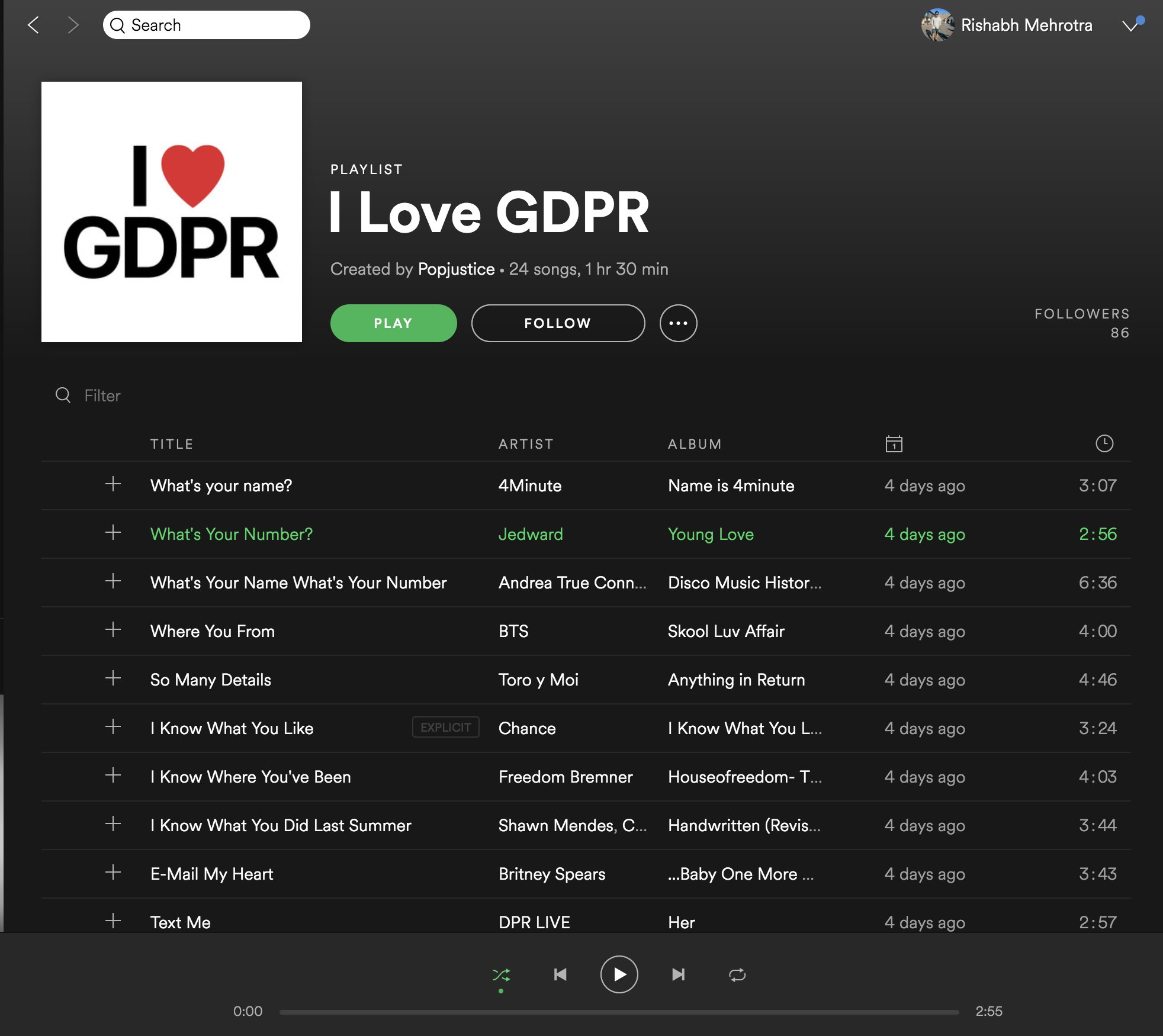@Spotify has a I &lt;3 GDPR playlist!

The track na...