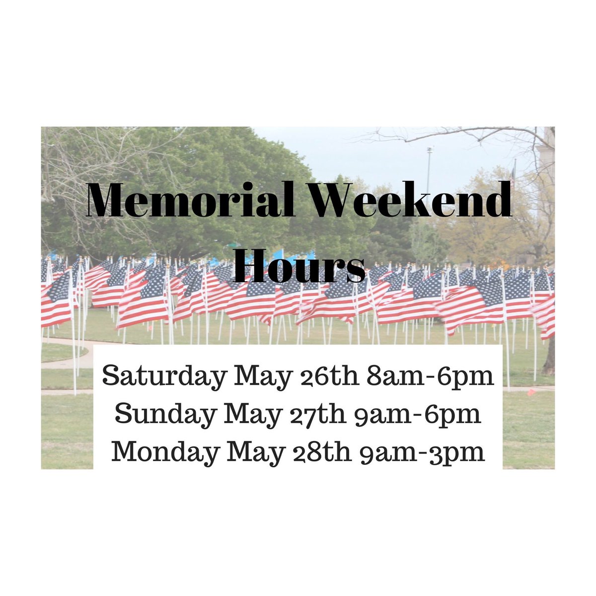 5DollarTan's tweet photo. Please take note of the change of hours for this weekend in honor of #MemorialDay 💛🇺🇸 https://t.co/BXmU9uUA3l