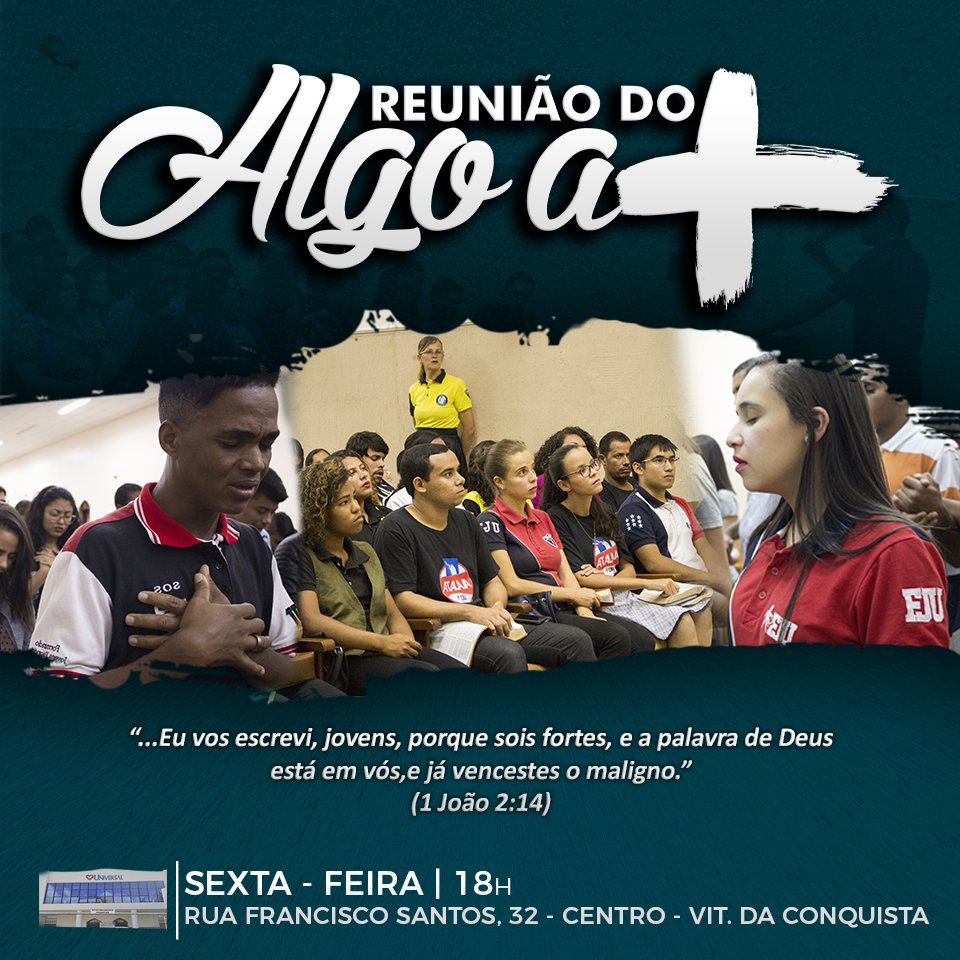 fjuvconquistaba's tweet photo. Hoje é dia de Algo a Mais!!! Aqui na nossa catedral. Você receberá uma direção incrível para revolucionar sua vida!!!🙌👏
 #JovensVisionários #Valeapenaviver https://t.co/sIry4f2Ntj