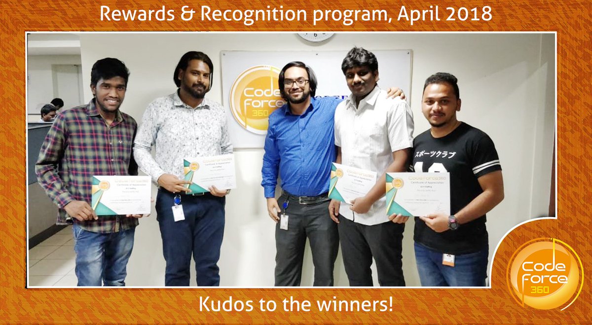 codeforce360's tweet photo. Performance and productivity have been redefined with our #Rewards & #Recognition program. Here's to those who sealed April 2018 in style!
@codeforce360
#RnR #MotivationFactor #CodeForce360 https://t.co/G4PSHSOgeL