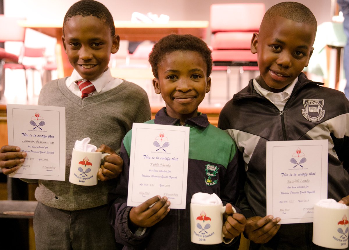 EkapaSquash's tweet photo. Our three beaming U11 players being recognised @WPSquash Awards Ceremony. Baxo, Lonwabo and Kuhle are our first U11players to make the team! 🏆🏅 #championsofthefuture #squash4every1 #upliftingcommunities @siyolisquash https://t.co/62WFG6xxjB