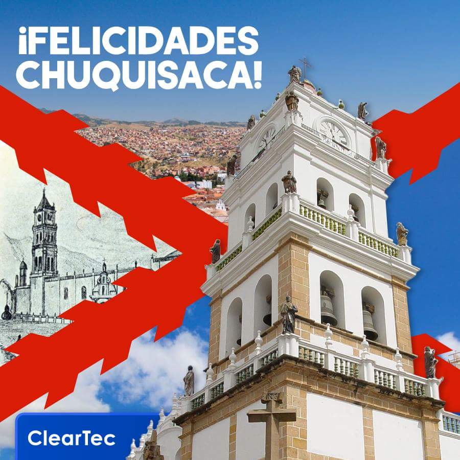 CleartecBolivia's tweet photo. Hoy se cumplen 209 años del grito libertario de Sucre. Iniciando la chispa de libertad en toda Bolivia. 
Que su gente y la bella ciudad continúen prosperando. 

#Cleartec #Redes #Telecomunicaciones #SantaCruzdelaSierra #Bolivia https://t.co/7FnHBIyL6J