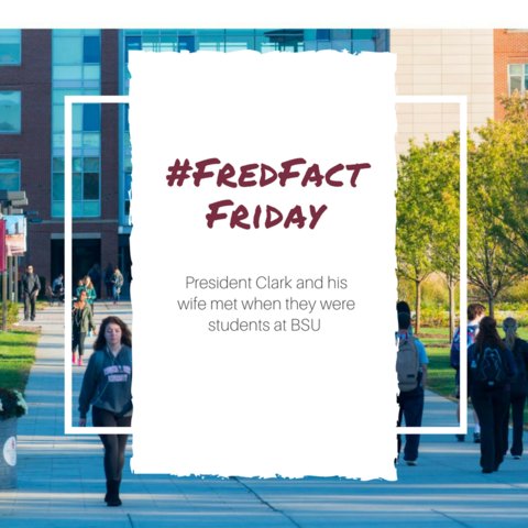BSU_Grad's tweet photo. Do you know someone who met their significant other at BSU? We do! 
#FredFactFriday #bsulife #bsujourney #students #undergrad #graduate #highered #acheive #presidentgoals #boydenhall #campuslife #funfact #bridgewater https://t.co/OlGH7MSwZy