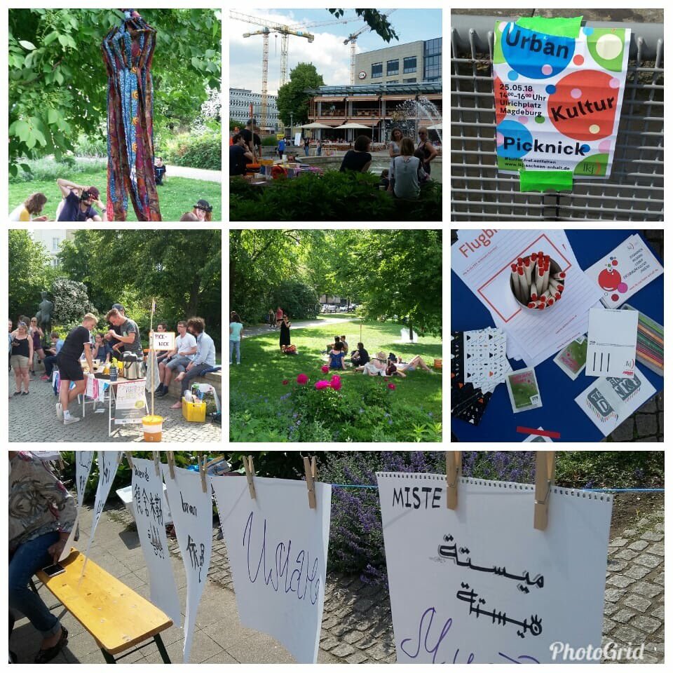 URBAN KULTUR PICKNICK in Magdeburg mit Kalligraphie, Sprühkreide, Tapeart, Improtheater & Kaffee & Kuchen! #kulturaktionstag #tagdernachbarn