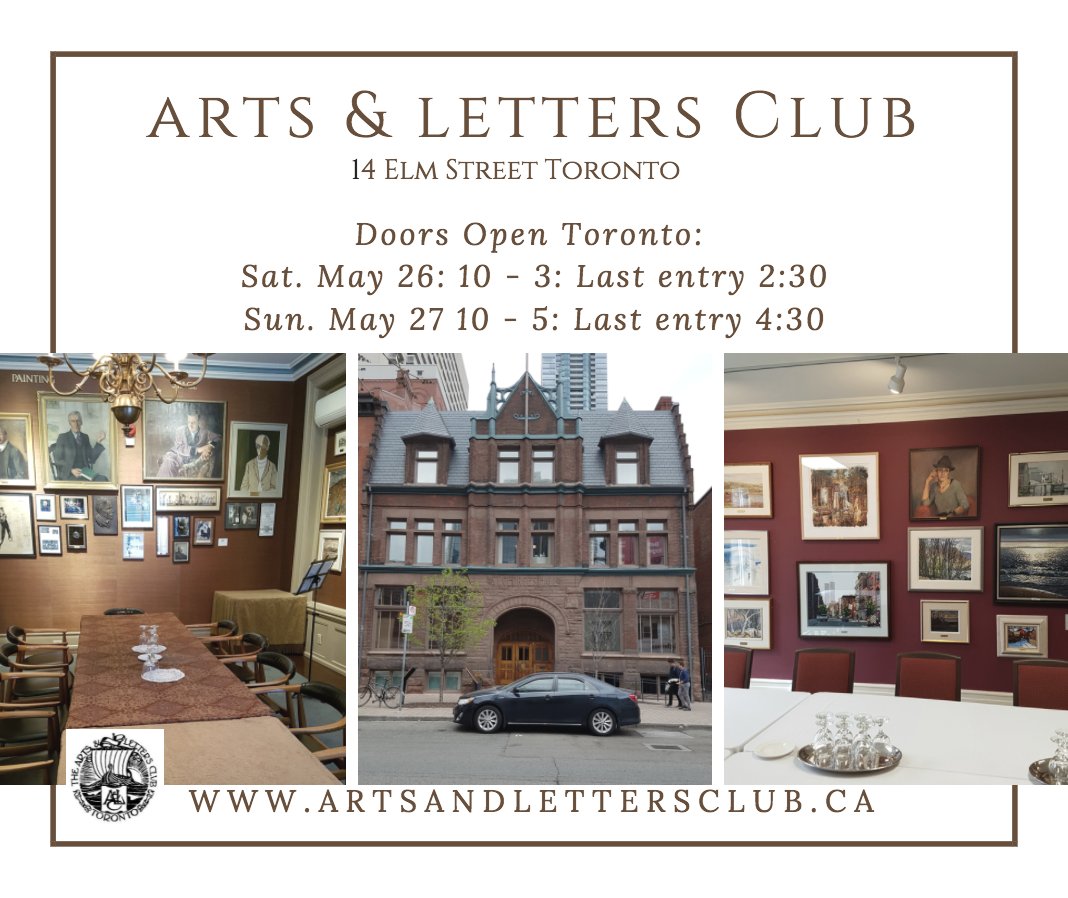 Just a reminder that The #ArtsAndLettersClub is opening its doors this weekend as part of <a href="/Doors_OpenTO/">Doors Open Toronto</a>  #history #Toronto #DOTO18