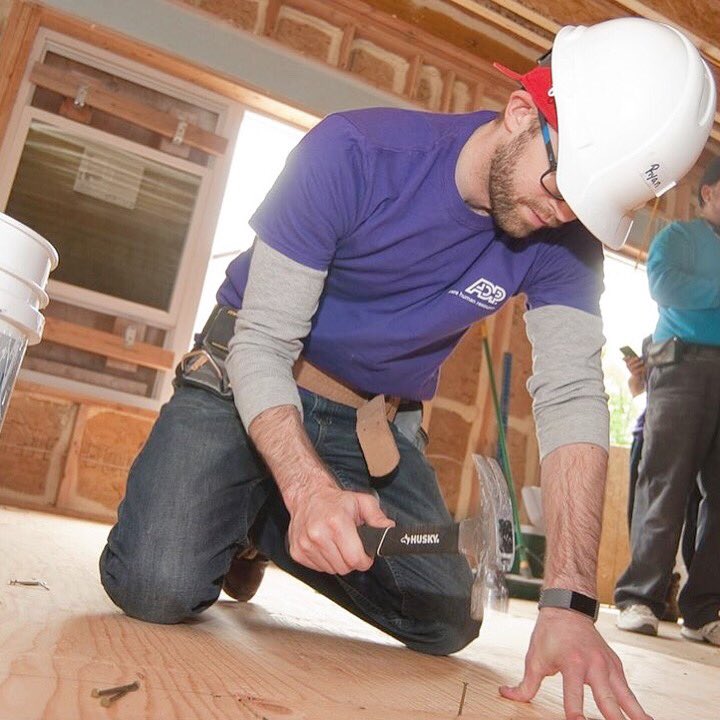 ADPCareers's tweet photo. ADP continues to volunteer in the communities where we work and live as #MonthOfCaring2018 rolls on. Here our associates help out with another Paterson Habitat for Humanity build, our fourth of the year. #hellowork #workhappy https://t.co/a3fm3BEnJq