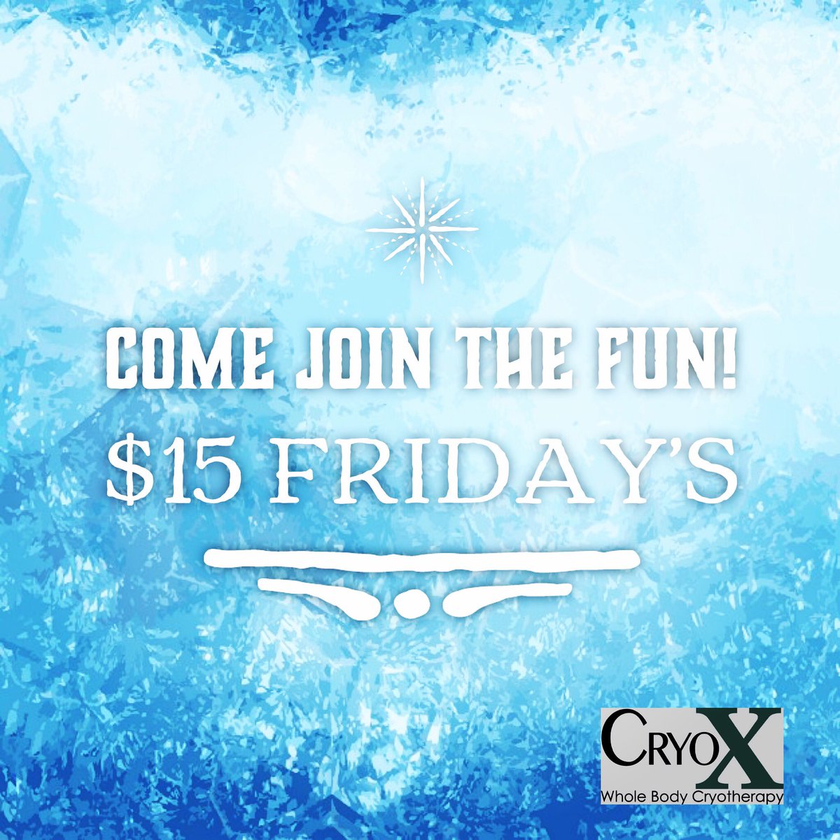KeenerHeather's tweet photo. It’s everyone’s favorite day at CryoX!! Stop in for $15 Whole Body Cryotherapy and feel good going into the holiday weekend!! #cryoxus #wholebodycryotherapy #topeka #kansas #positivevibes #takecareofyourself #painrelief #tgif #15dollarfridays https://t.co/YLSPQKTxWY