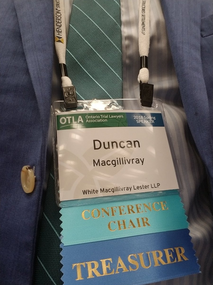 TBayInjuryLaw's tweet photo. The @OntarioTLA staff are so good that they even found ribbons to match my suit and tie! #otlaspringconference #otlaspringConf https://t.co/NFksDwcuM4