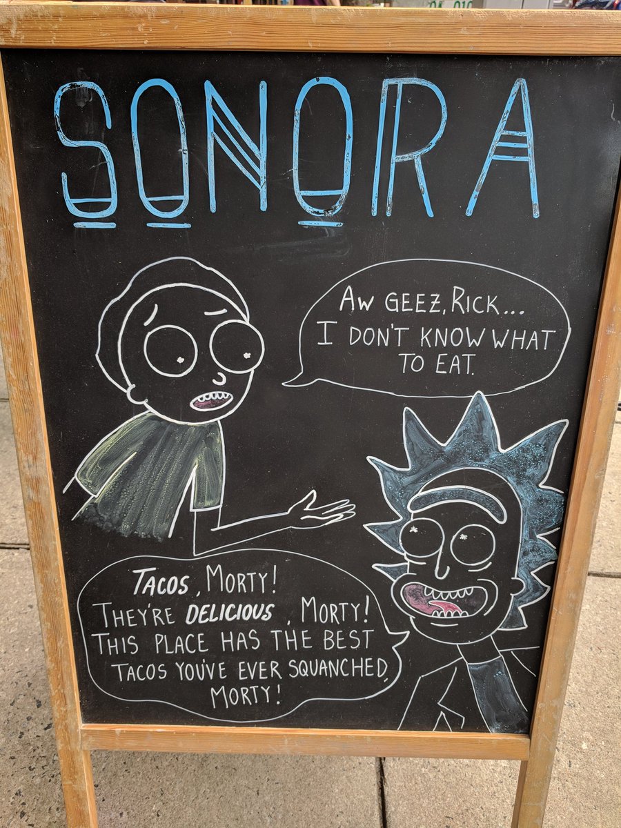 PSobus's tweet photo. Walking around Asheville and saw this hilarious sign #RickandMorty https://t.co/EvMkwB5nhP