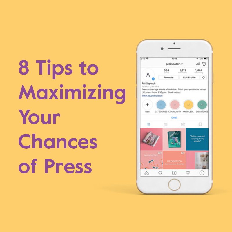 New Blog post is up! 8 Tips to Maximizing Your Chances of Press: Having your product featured in press print or digital can mean a huge increase in sales &amp; traffic for your brand so it’s important to know how to maximize your chances of making this happen goo.gl/aLjAX6