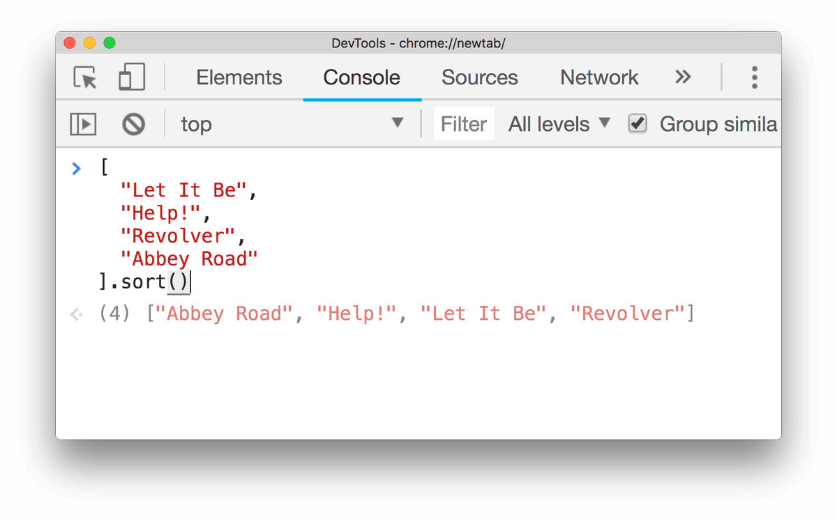 screen shot of Eager Evaluation in dev tools console