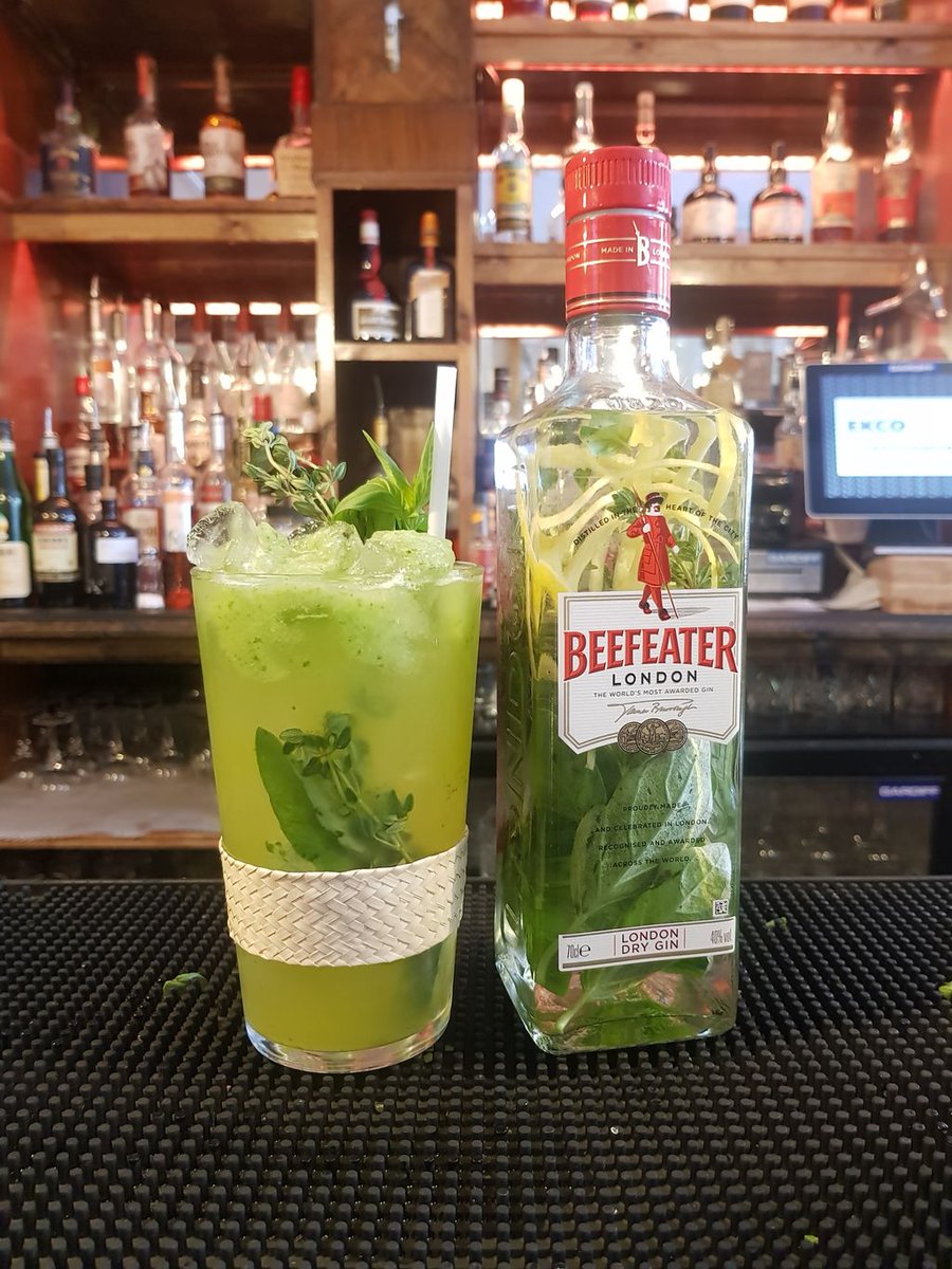 We have been experimenting at Ekcovision Walthamstow. This is 
Gone with the Thyme. 
Fresh thyme,basil,cucumber,infused Beefeater gin, passion fruit. 
Coming to our venue soon.
