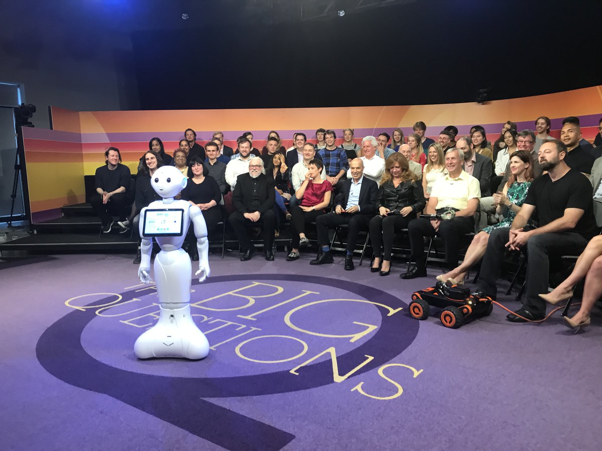 NoelSharkey's tweet photo. Here’s the full panel for the @bbcbigquestions AI debate Sunday 10am @BBCOne @NickyAACampbell
Left to Right:
CHRISTOPHER MARKOU
Prof KATHLEEN RICHARDSON 
Prof ME
MARTHA SPURRIER
Prof IAN GOLDIN, 
PIPPA MALMGREN
Prof KEVIN WARWICK
Prof EMILY CROSS
TOM LIPINSKI
NICHI HODGSON’S Legs https://t.co/Uqmo6IXHK5