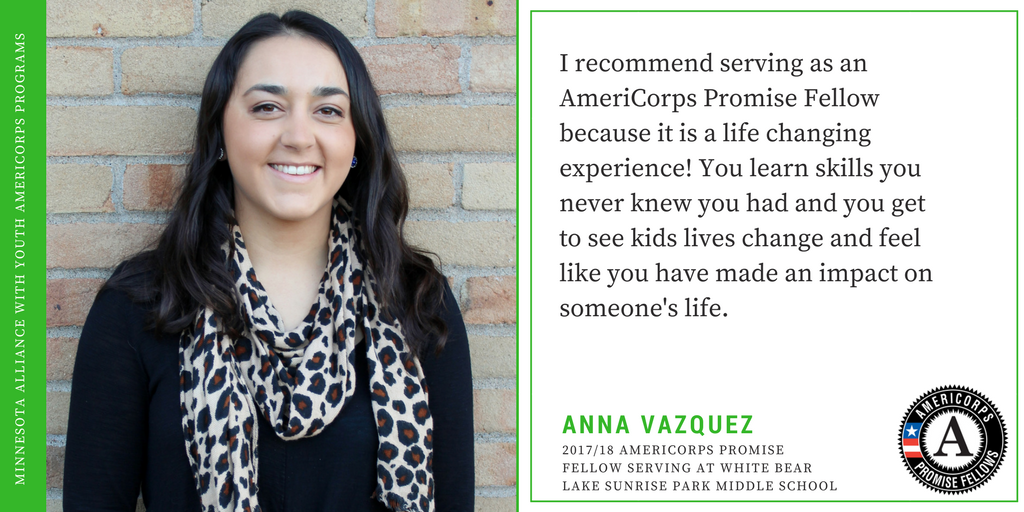 MNYouth's tweet photo. #AmeriCorps #PromiseFellow service is an opportunity of a lifetime! Apply today at https://t.co/O83zgfFGEu and be like Anna at @isd624! #IServeMN #ServeMinnesota @NationalService @ServiceYear https://t.co/Fp5uLBwhCu