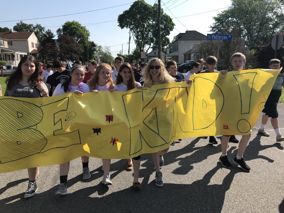 Some of our 8th graders on the Dude Be Nice march #penndelcoproud #dudebenice #antibullying