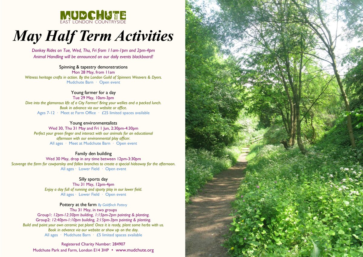mudchute's tweet photo. Happy Friday! Looking forward to the bank holiday and half term holiday? We've got lots in store this week on the farm! Visit https://t.co/Sap61ocyiD for more details! https://t.co/JVUPlnEbUl