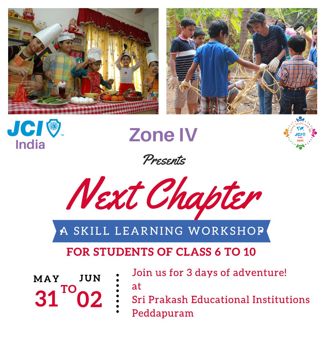 JciSteel's tweet photo. JCI India ZONE IV presents NEXT CHAPTER a skill learning programme for students of class 6 to 10.#JCI #JCIVIZAGSTEELCITY #JCIINDIA #ZONE4JCIINDIA #CHANGEBEGINSWITHME #Vizag #Visakhapatnam #IM4U #ActiveCitizens #NextChapter #SkillDevelopment https://t.co/QsCRqn08ZG