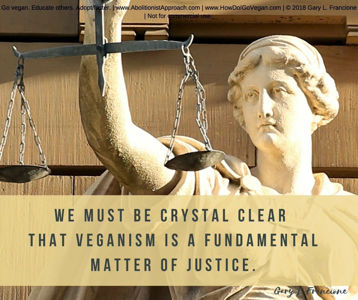 #Veganism is a matter of #justice.

And it is our obligation to make that crystal clear in creative, nonviolent ways.

From: "Message to The Vegan Society: It’s About Justice" abolitionistapproach.com/message-vegan-…