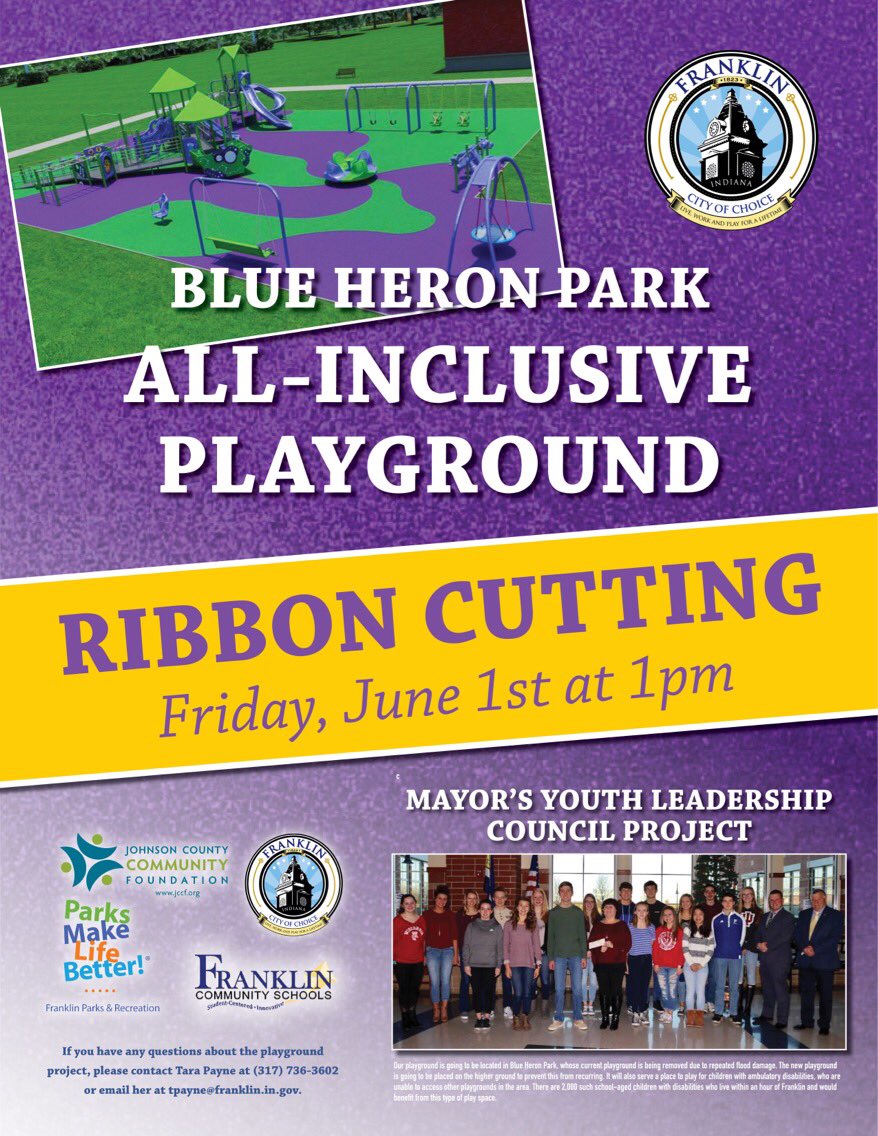 FranklinMylc's tweet photo. Please join us for the Unity Park ribbon cutting Friday, June 1st at 1pm!  Everyone is welcome! https://t.co/3VsvbZHXQB
