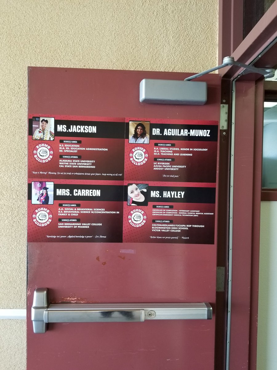 tenicia_jackson's tweet photo. What happens when your school promotes college and career readiness? This!!!!!! Staff door magnets! @ROHMS_Bulldogs @caguilarmunoz @ColtonJUSD https://t.co/cZ3zdlLLds