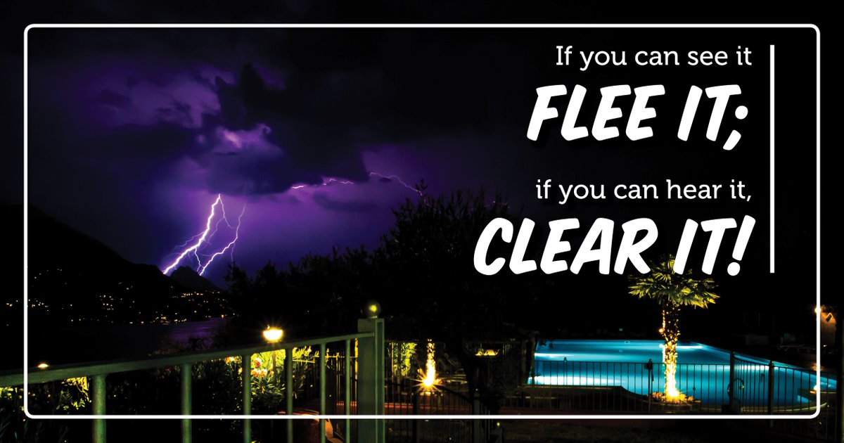 KencoPoolSpa's tweet photo. Water Safety Month Tip #4: Never swim when there is active lightning or thunder!
Because water conducts electricity so well, lightning storm... https://t.co/O193lyVqpZ