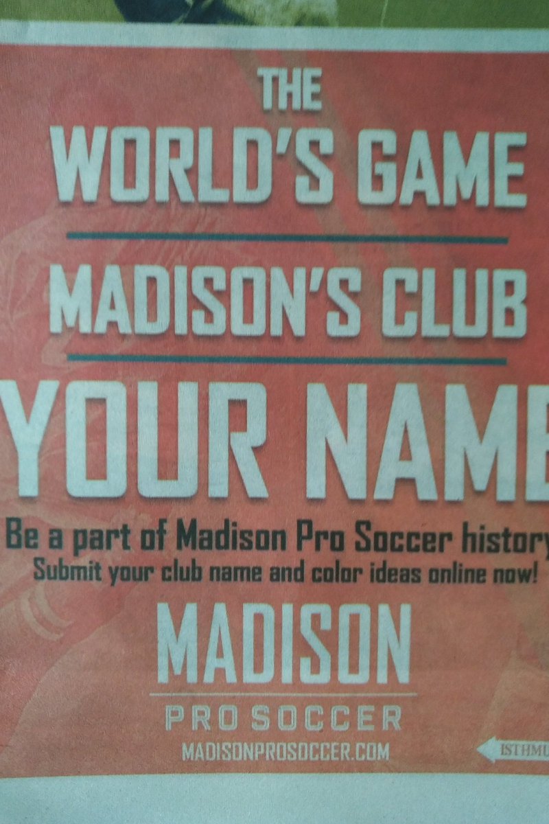 ForwardMSNFC's tweet photo. Pick up this week's @isthmus and check out things to do in Madison including Tuesday's @MadisonMallards opener &amp;  tomorrow's @MadisonRadicals game AND our #nameyourclub promo: https://t.co/LF69JrBX9o