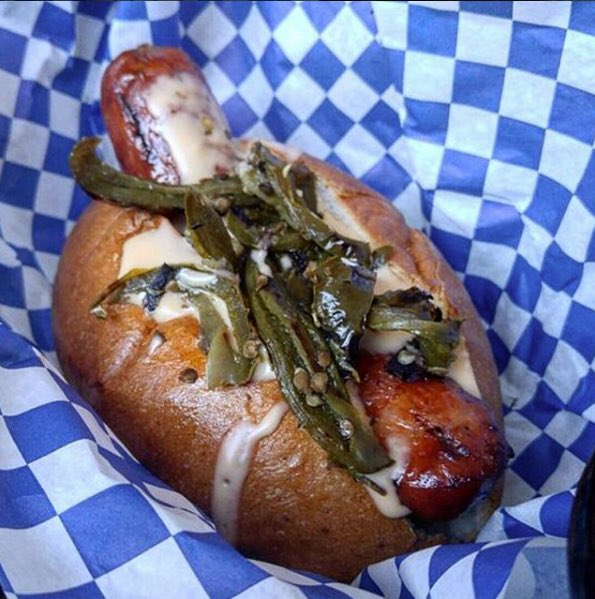 DerWolfLA's tweet photo. Start your weekend off with a burst of flavor! Our kitchen is open till late tonight! That’s our Cheddar Brat with house made beer cheese and roasted jalapeño! https://t.co/4ZszV8C79N