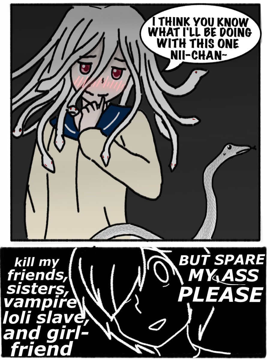 GumbyChan's tweet photo. Another one of these baby sketches to bide time for me to finish finals

This time it's yandere snake loli after some onii-chan ass.

Man... I hope one day I also have the problem of having too many bitches on my dick
#monogatari #araragi #bakemonogatari #nadeko #sengoku #loli https://t.co/wRCFaxBYZK