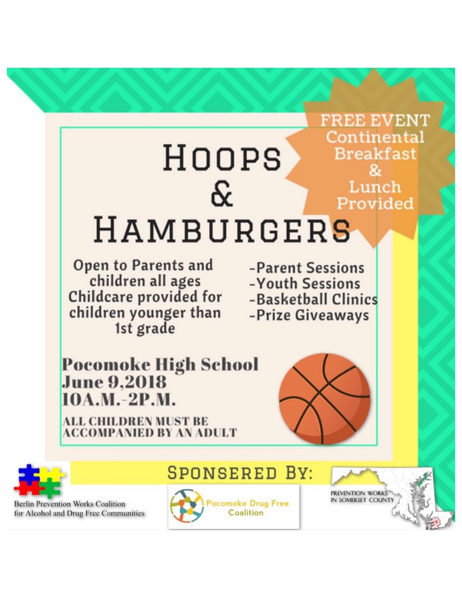 I'm looking forward to Hoops and Hamburgers on June 9th at PHS. Big thanks to the Pocomoke Drug Free Coalition for sponsoring this event!
<a href="/WorcesterSystem/">Worcester Schools MD</a> <a href="/PocomokeMiddle/">PocomokeMiddleSchool</a> <a href="/PHSWarriors1957/">PHS Warriors</a> <a href="/TJMillsWCPS/">Tamara Mills</a>