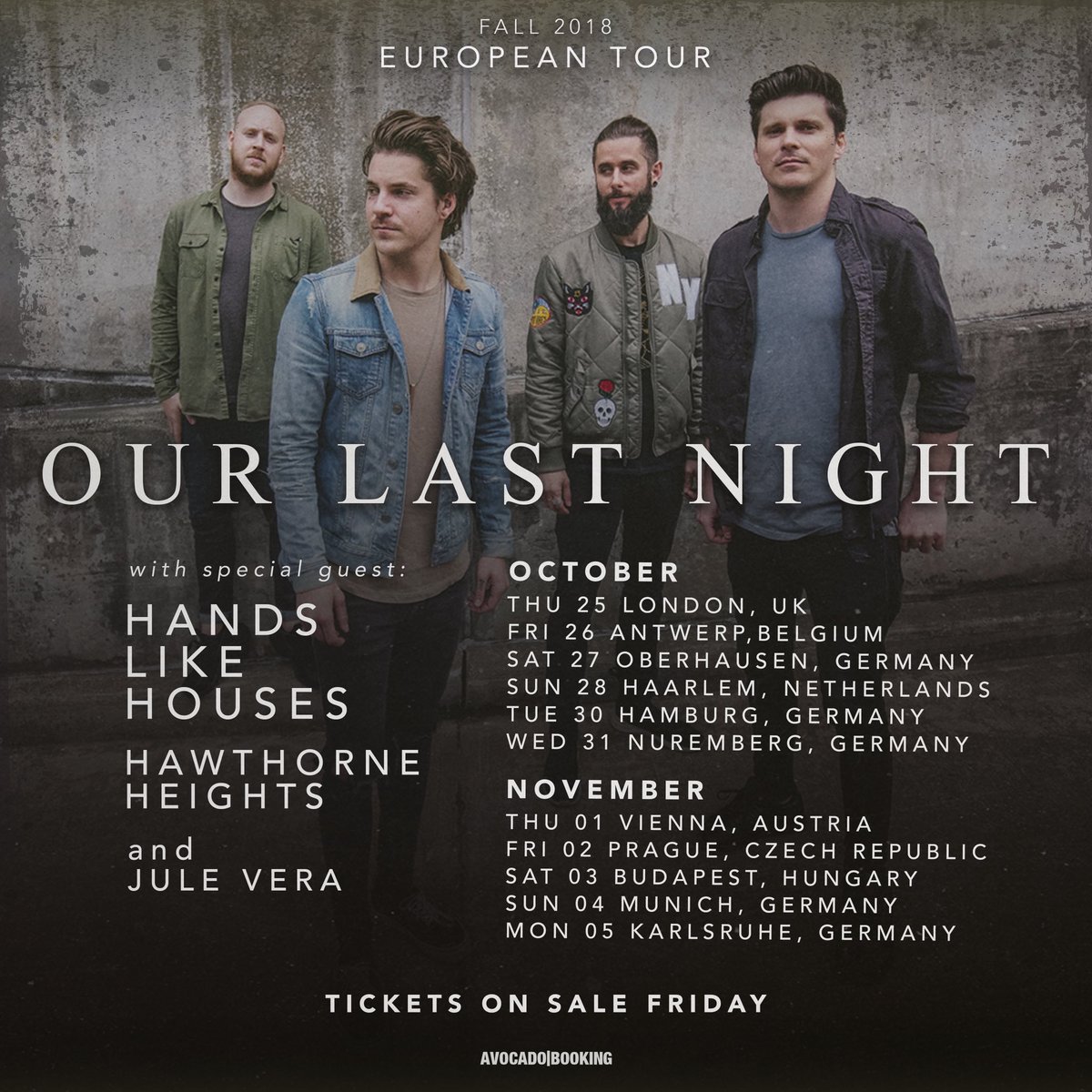 OLNupdatesfr's tweet photo. Le groupe a annoncé une nouvelle tournée européenne (ne soyez pas trop excités, la France ne fait pas partie des pays heureux élus... 😢) https://t.co/kYT3idsbWc