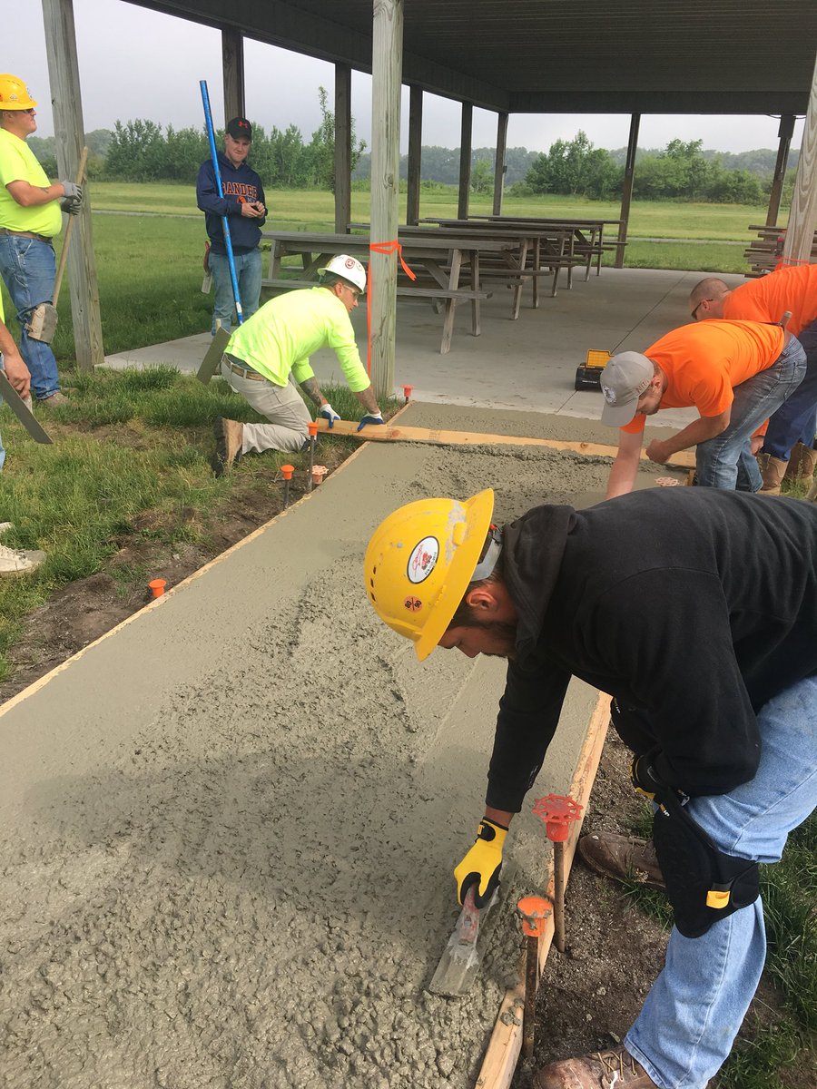 local692jatc's tweet photo. Local 692 Apprentice class pouring and stamping sidewalk @ Kankakee Township Park https://t.co/CZzeosXDTa