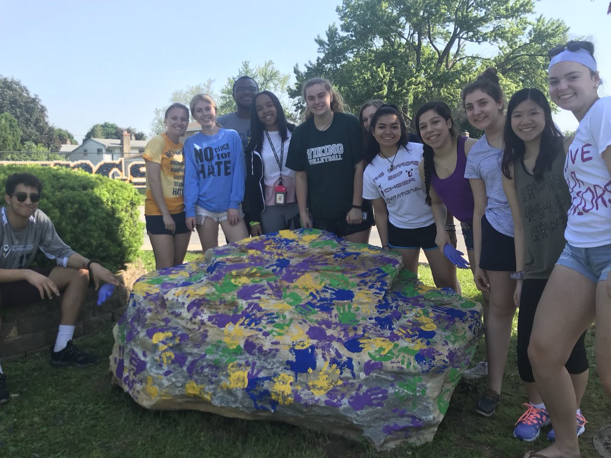 HUGE thank you to everyone who came out and #StampedTheRock !! It looks spectacular! Every year from now on the incoming freshman class will be able to leave their handprint on the UM Rock of Unity!!! <a href="/ADLPhiladelphia/">ADL Philadelphia</a> <a href="/DrToleno/">Dr. John A. Toleno</a> <a href="/UMAHS_ATHLETICS/">UM Athletics & Activities</a>