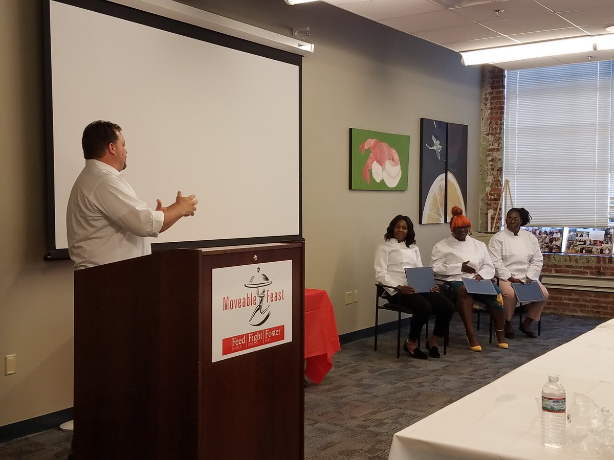 Moveable_Feast's tweet photo. Congrats to our new graduates of the Culinary Arts Training Program! During today's ceremony Tracy Dunlap, Dabria Smith, and Brittany Wilson all proudly received their certificates for completing the 12-week class. #CulinaryArtsTraining #graduates https://t.co/keGXqNeK3i