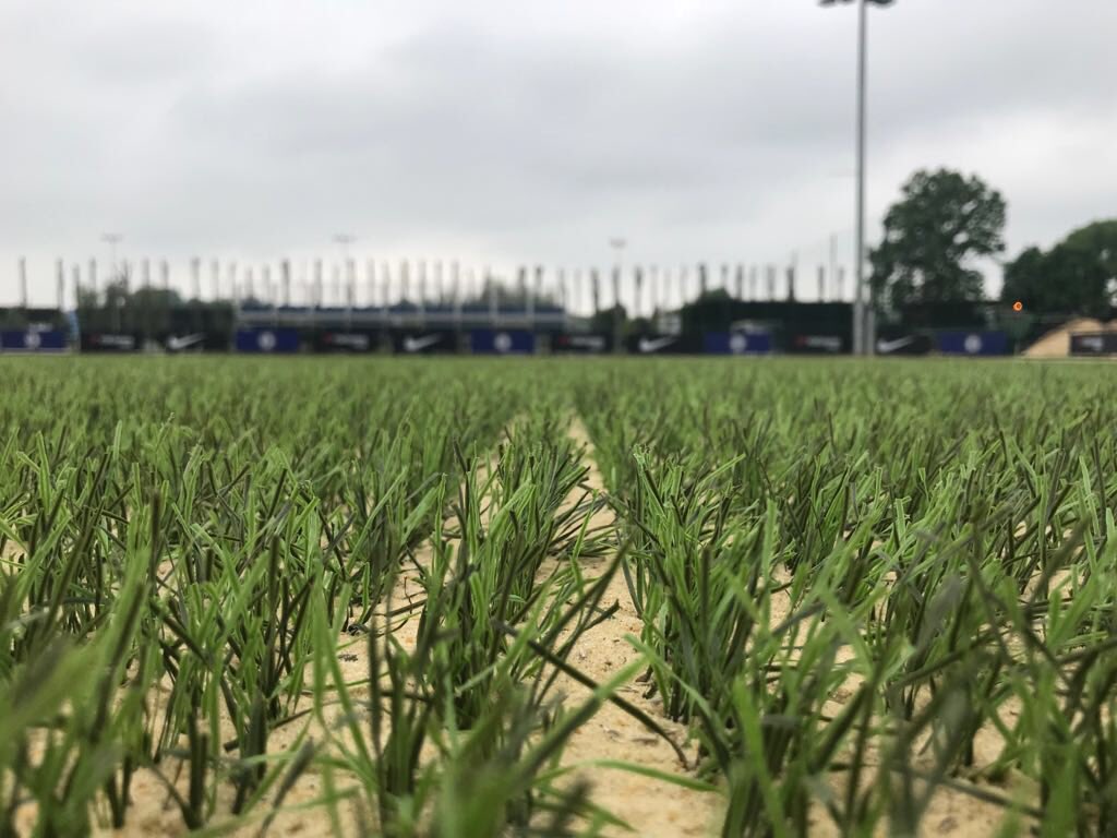 PremierPitches's tweet photo. At the other end of the country, @RhodesR56975202 and his team have done a cracking job on the Academy match pitch at @ChelseaFC SISGRASS. #clean https://t.co/5ocwG2rSAI