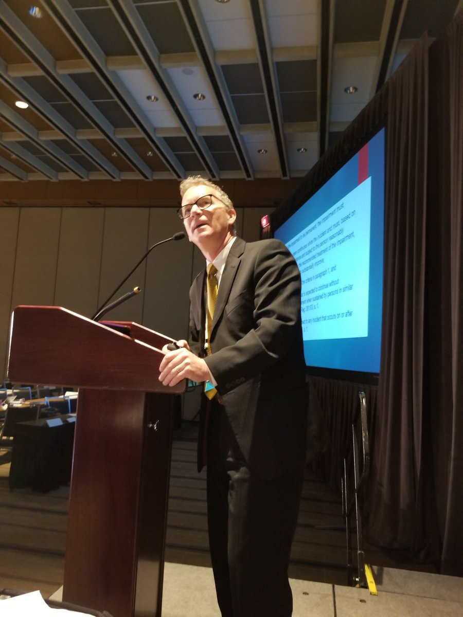 TBayInjuryLaw's tweet photo. David Hayward of @burlingtonlaw getting the final panel ready on so called 'defensible cases' #otlaspringconference #otlaspring https://t.co/9lHotg5zlE