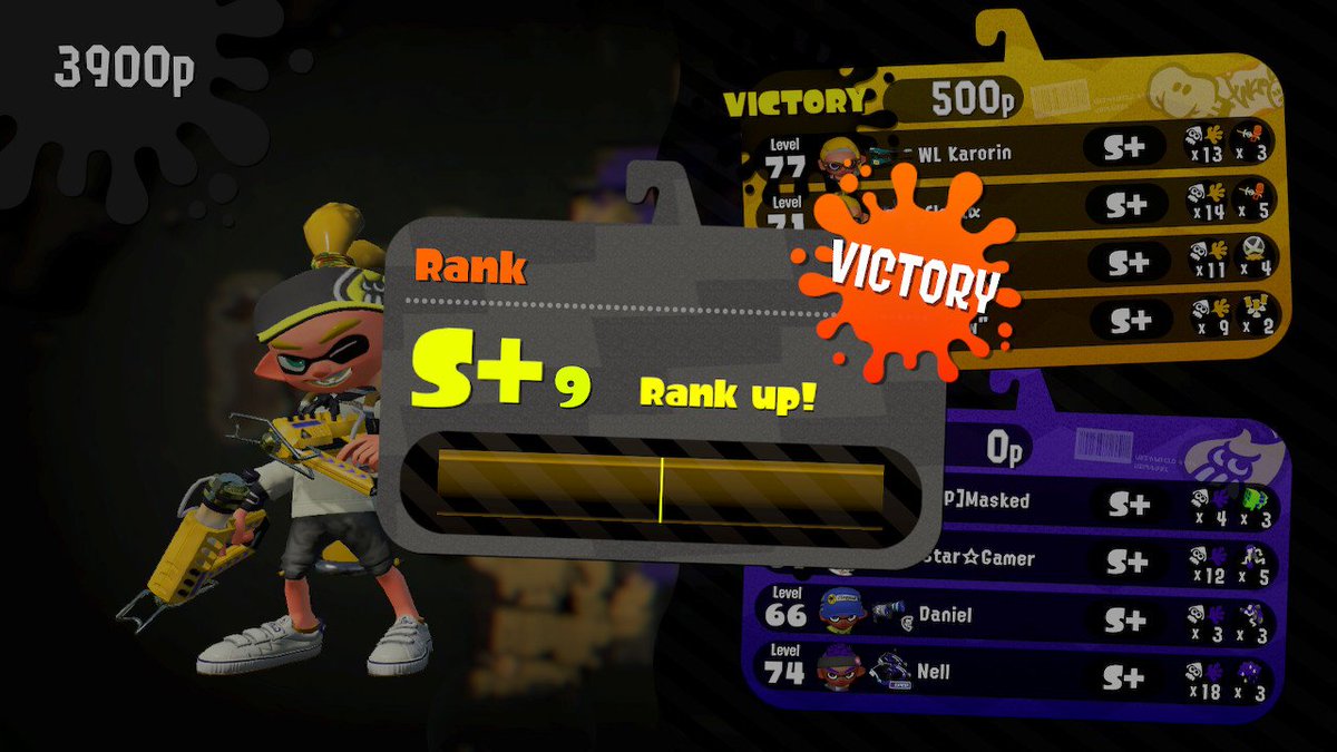 spl_etc's tweet photo. Asi que... asi se siente saltar de S+4 a 9 ? #Splatoon2 #NintendoSwitch https://t.co/7VHhi2UKDy